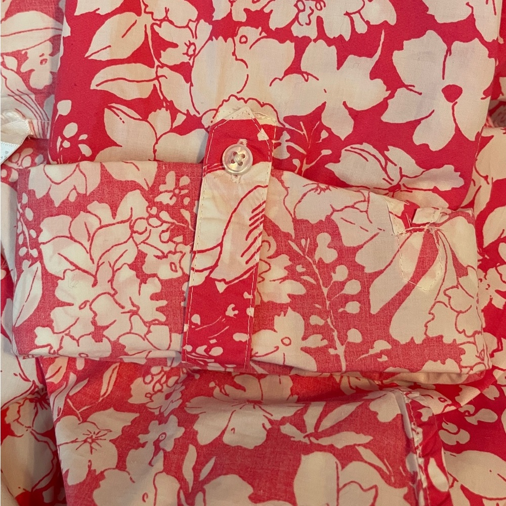 TALBOTS Blouse Sz 12 Pink & white. Roll up sleeve. 100% Cotton. (194) - Picture 5 of 5